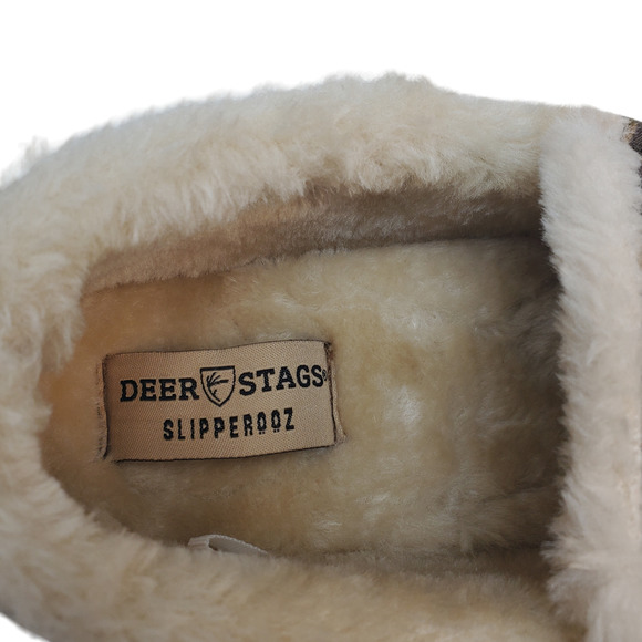 Deer Stags Mens  Shoes Spun Faux Fur Cozy Moccasin Slippers Brown Camo 9M
